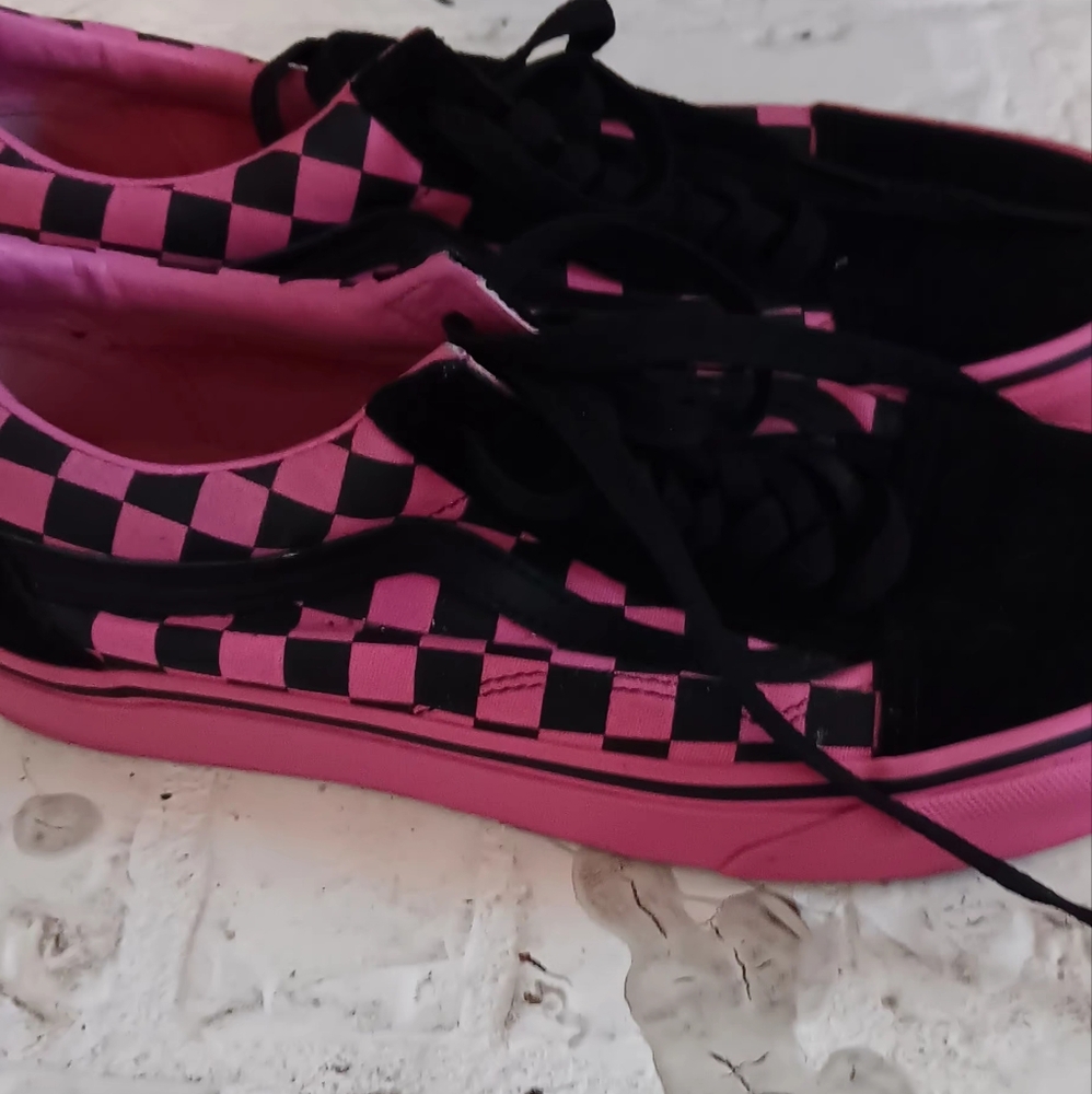 Vans Pink and Black Checkered 7.5 Men